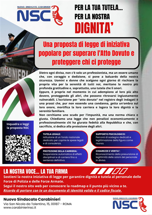 Raccolta firme per proposta di Legge Popolare scadenza 28/02/2026